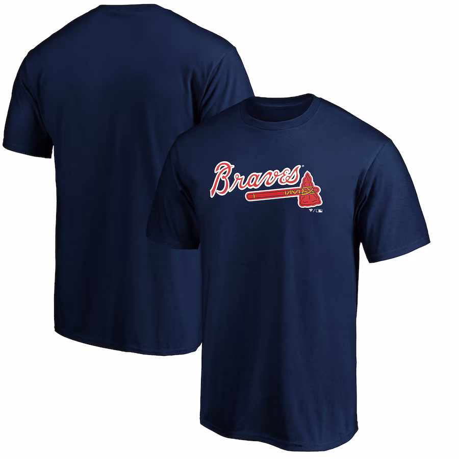 Men's Atlanta Braves Navy Official Team Wordmark T-Shirt - Jersey