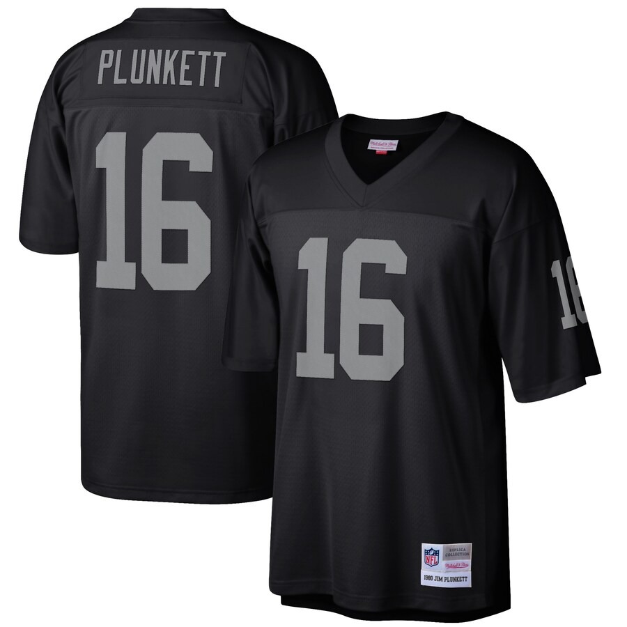 Men's Las Vegas Raiders Jim Plunkett Mitchell & Ness Black Retired Player Legacy Replica Jersey - Jersey