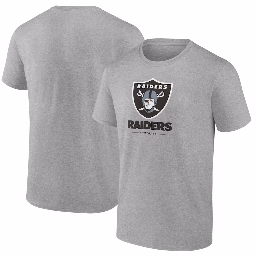 Men's Las Vegas Raiders  Heather Gray Team Lockup T-Shirt - Jersey