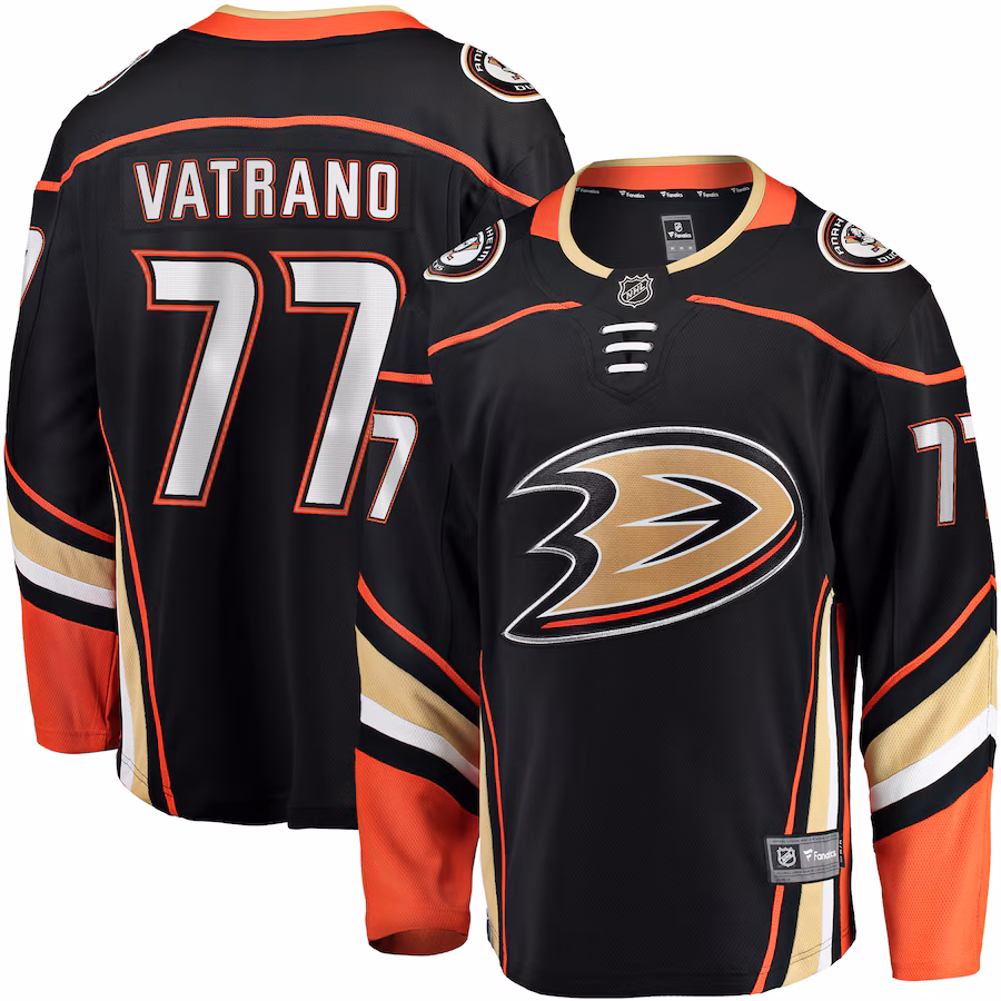 Men's Anaheim Ducks Frank Vatrano Fanatics Black Home Breakaway Player Jersey - Jersey