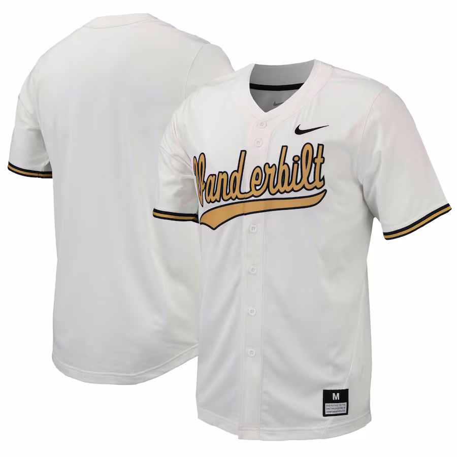 Men's Nike  White Vanderbilt Commodores Replica Full-Button Baseball Jersey - Jersey
