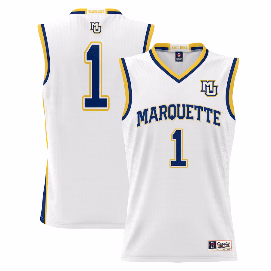 #1 Marquette Golden Eagles GameDay Greats Youth Lightweight Basketball Jersey - White - Jersey