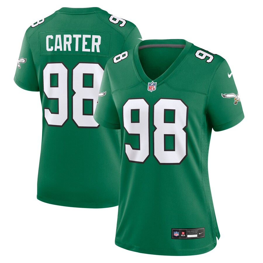 Women's Philadelphia Eagles Jalen Carter Nike Kelly Green Alternate Game Jersey - Jersey