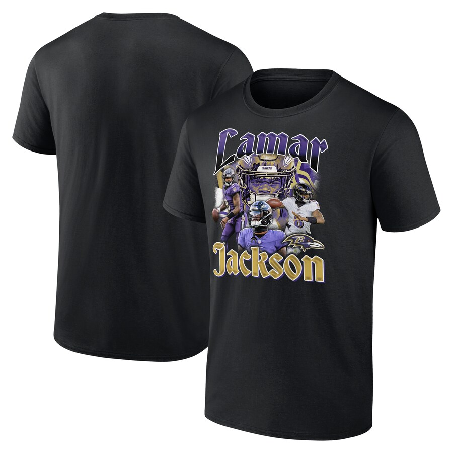 Men's Baltimore Ravens Lamar Jackson Fanatics Black Notorious Player Graphic T-Shirt - Jersey