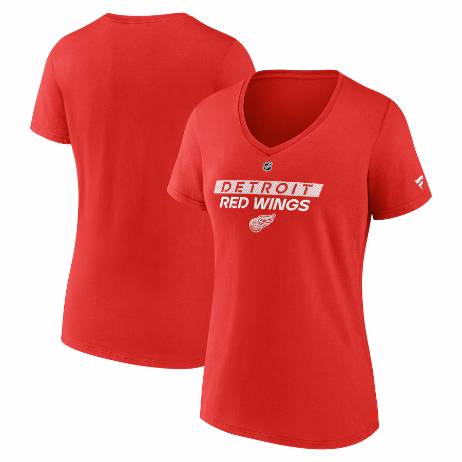 Women's Detroit Red Wings Fanatics Red Authentic Pro Core Primary V-Neck T-Shirt - Jersey