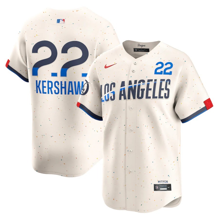 Men's Los Angeles Dodgers Clayton Kershaw Nike Cream 2024 City Connect Limited Player Jersey - Jersey