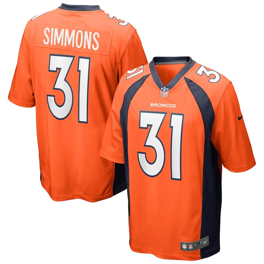 Men's Denver Broncos Justin Simmons Nike Orange Game Jersey - Jersey