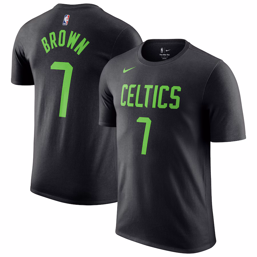 Men's Boston Celtics Jaylen Brown Nike Black 2024/25 City Edition Name & Number T-Shirt - Jersey