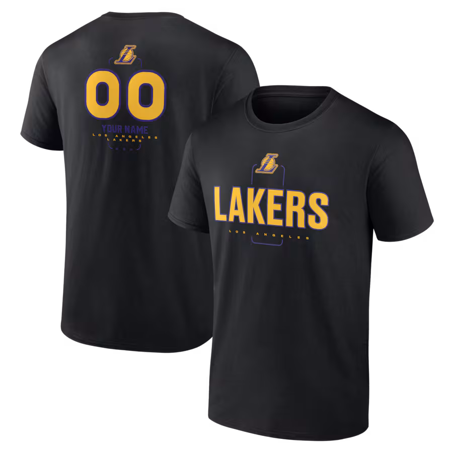 Men's Los Angeles Lakers Black Personalized Name & Number Midfielder T-Shirt - Jersey