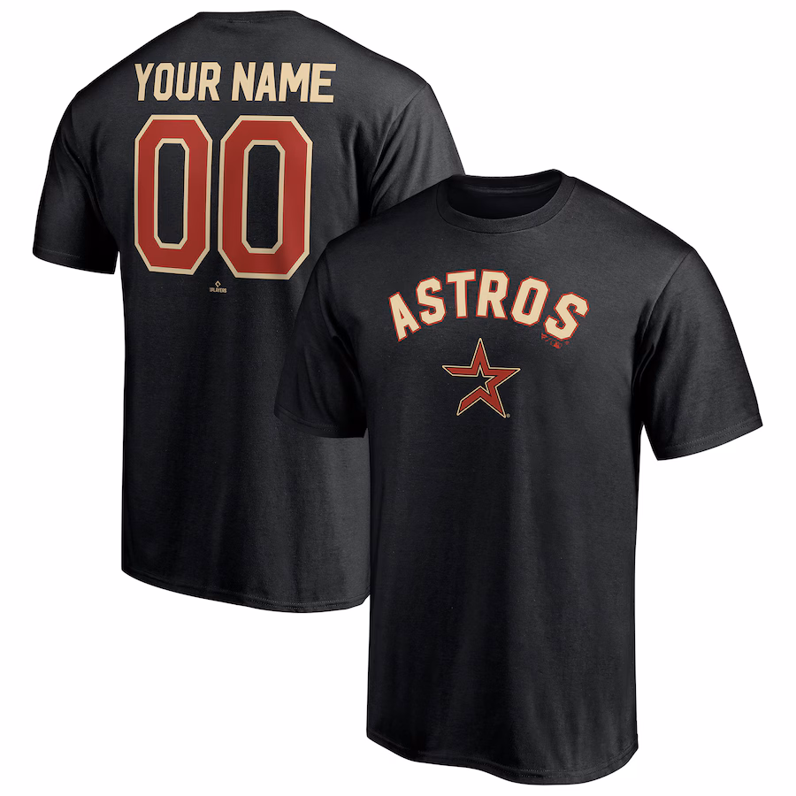 Men's Houston Astros Black Cooperstown Winning Streak Alternate Personalized Name & Number T-Shirt - Jersey