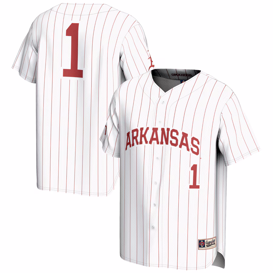 Youth GameDay Greats #1 White Arkansas Razorbacks Lightweight Baseball Jersey - Jersey