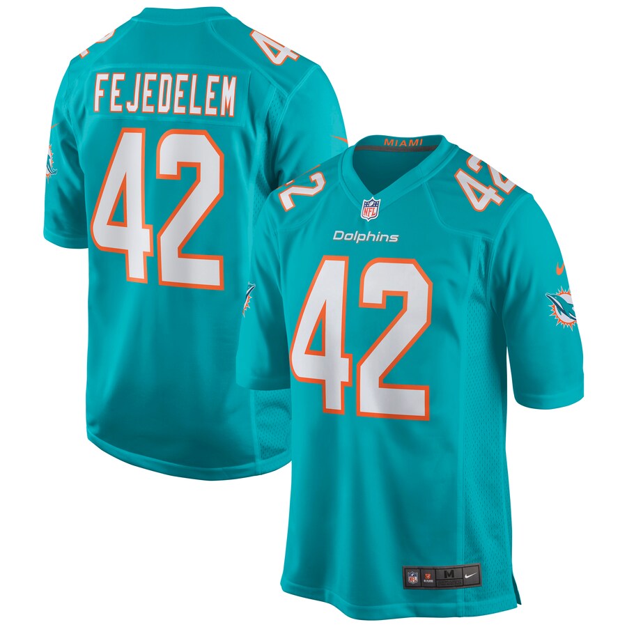 Men's Miami Dolphins Clayton Fejedelem Nike Aqua Game Jersey - Jersey