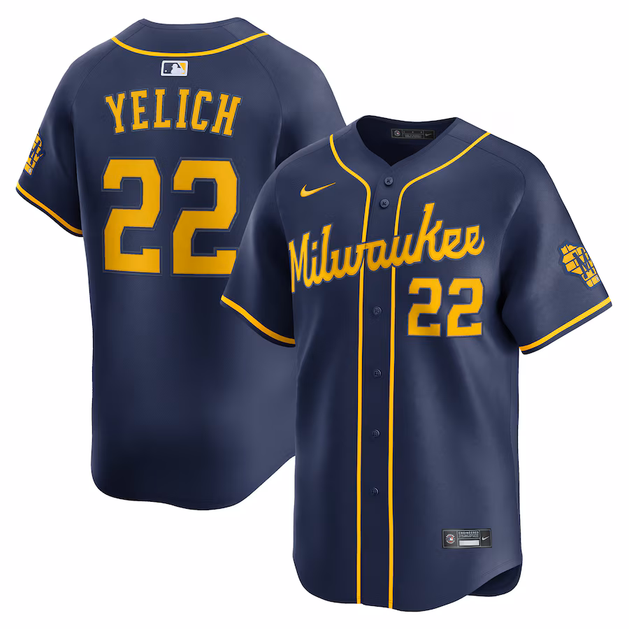 Men's Milwaukee Brewers Christian Yelich Nike Navy Alternate Limited Jersey - Jersey