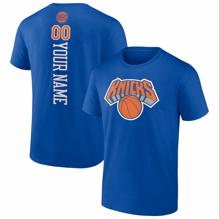 Men's New York Knicks Blue Personalized Playmaker Team T-Shirt - Jersey