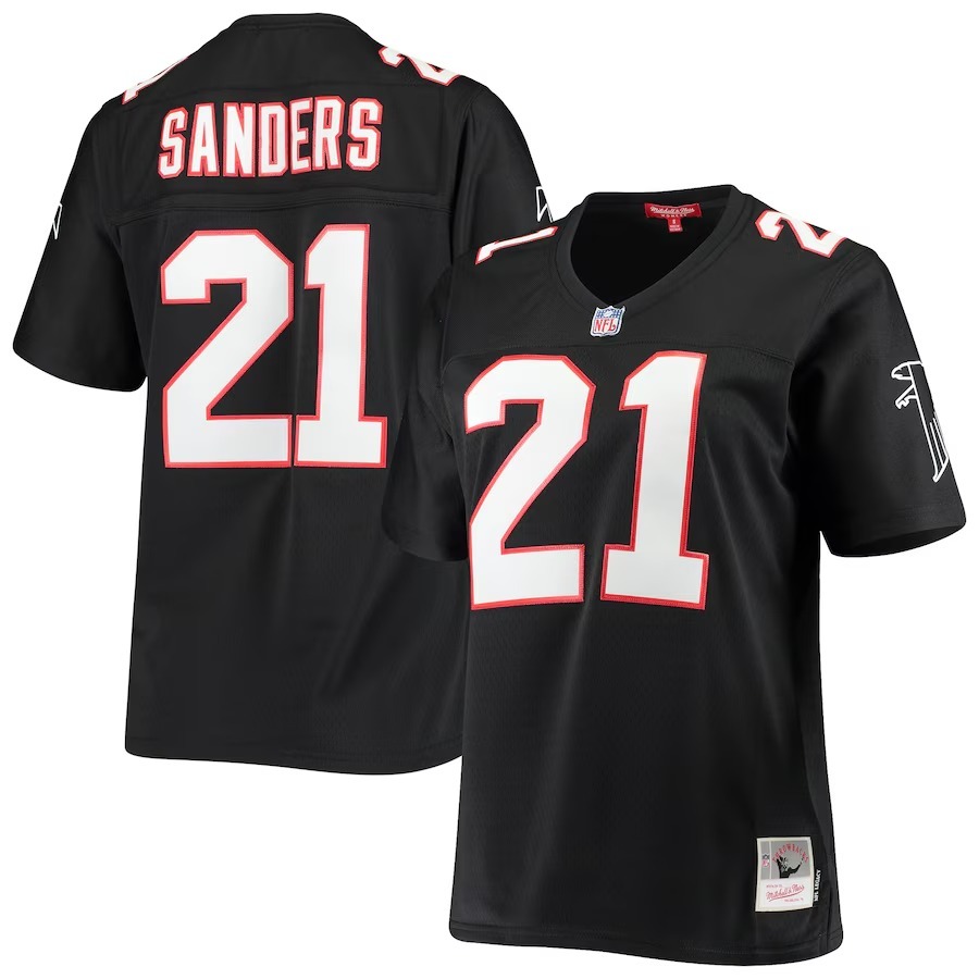 Women's Atlanta Falcons Deion Sanders Mitchell & Ness Black Legacy Replica Team Jersey - Jersey
