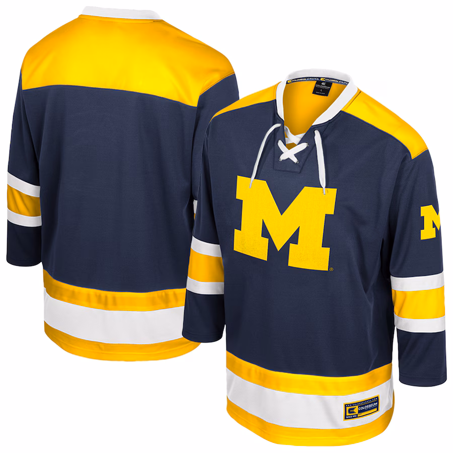 Men's Colosseum  Navy Michigan Wolverines Athletic Machine Fashion Hockey Jersey - Jersey