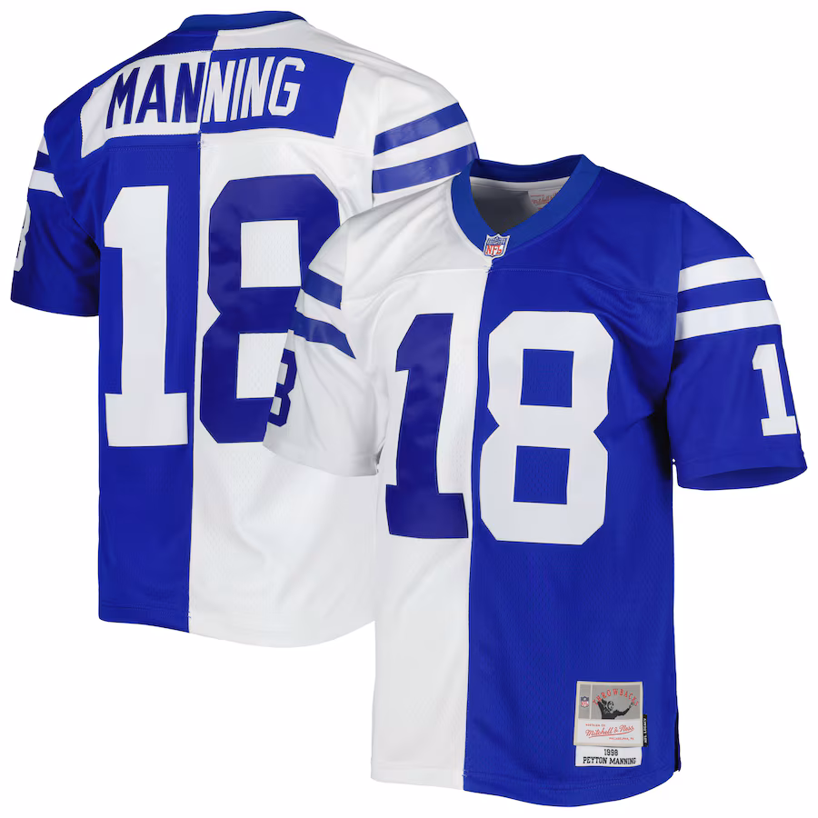 Men's Indianapolis Colts Peyton Manning Mitchell & Ness Royal/White 1998 Split Legacy Replica Jersey - Jersey
