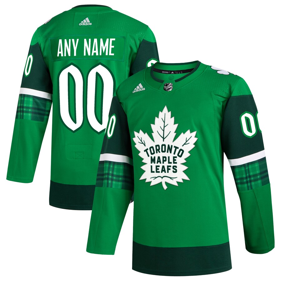 Men's Toronto Maple Leafs  adidas Kelly Green St. Patrick's Day Authentic Custom Jersey - Jersey