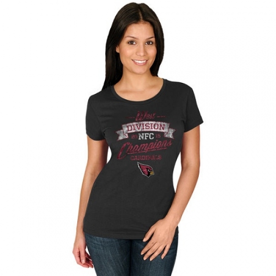 NFL Women Arizona Cardinals Majestic Black 2015 NFC West Division Champions T-Shirt - Jersey