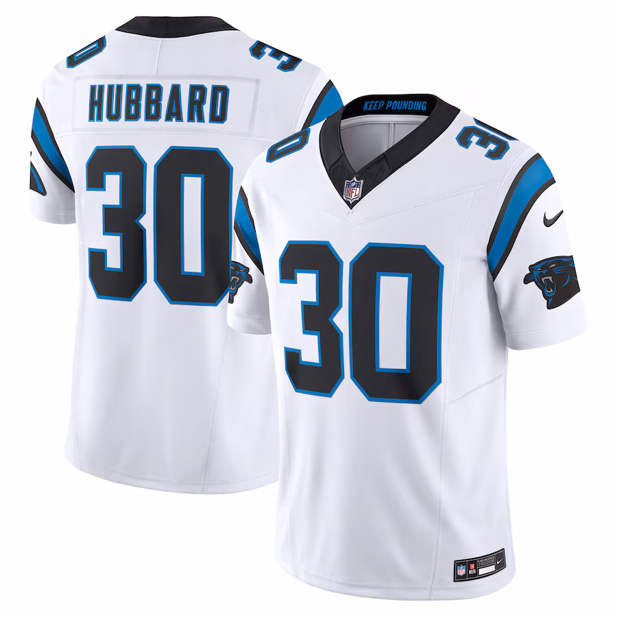 Men's Carolina Panthers Chuba Hubbard Nike White Vapor F.U.S.E. Limited Jersey - Jersey