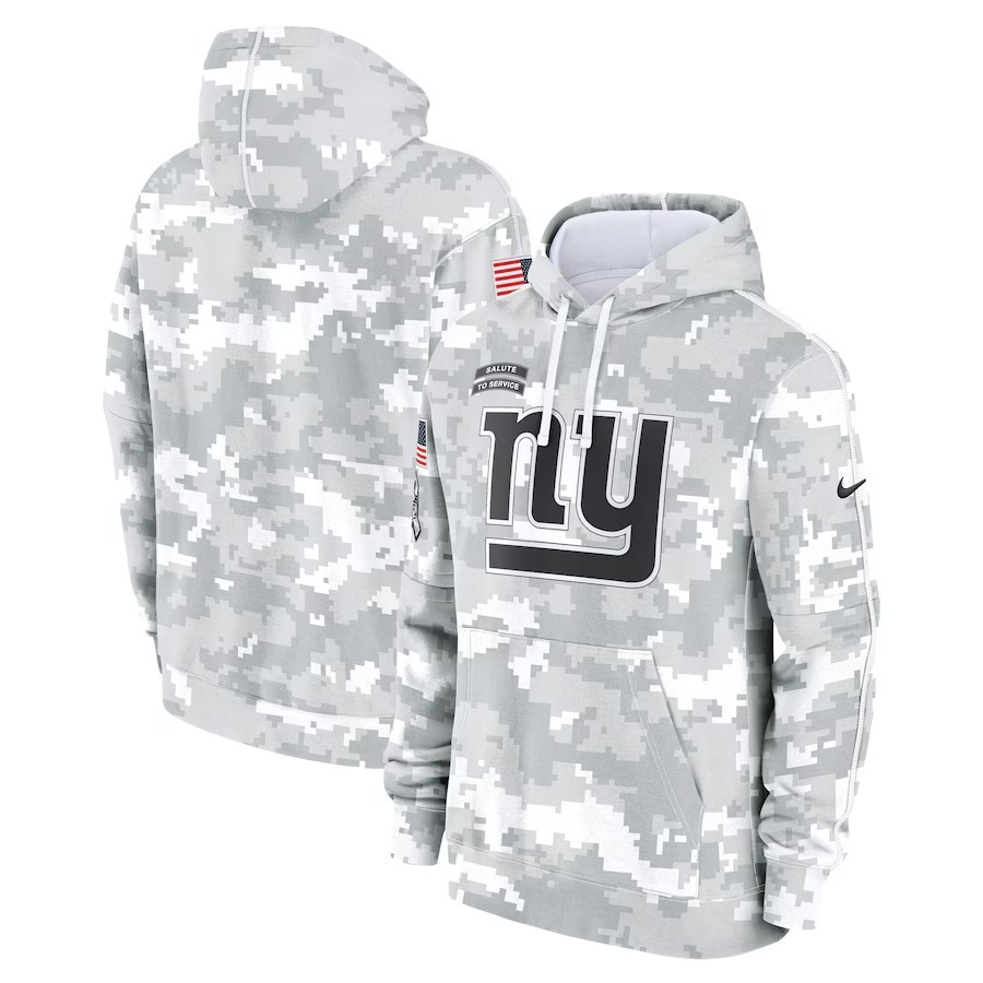 Men's New York Giants Nike Arctic Camo 2024 Salute to Service Club Fleece Pullover Hoodie - Jersey