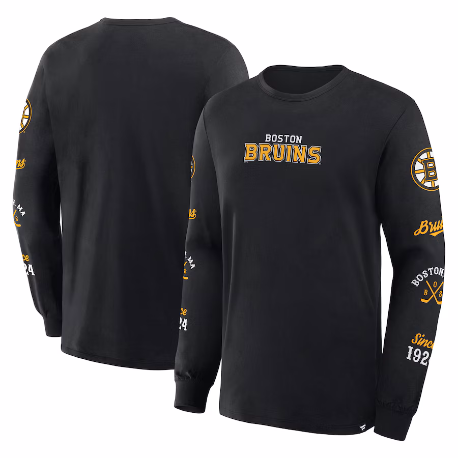 Men's Boston Bruins Fanatics Black Boxed In Legacy Long Sleeve T-Shirt - Jersey