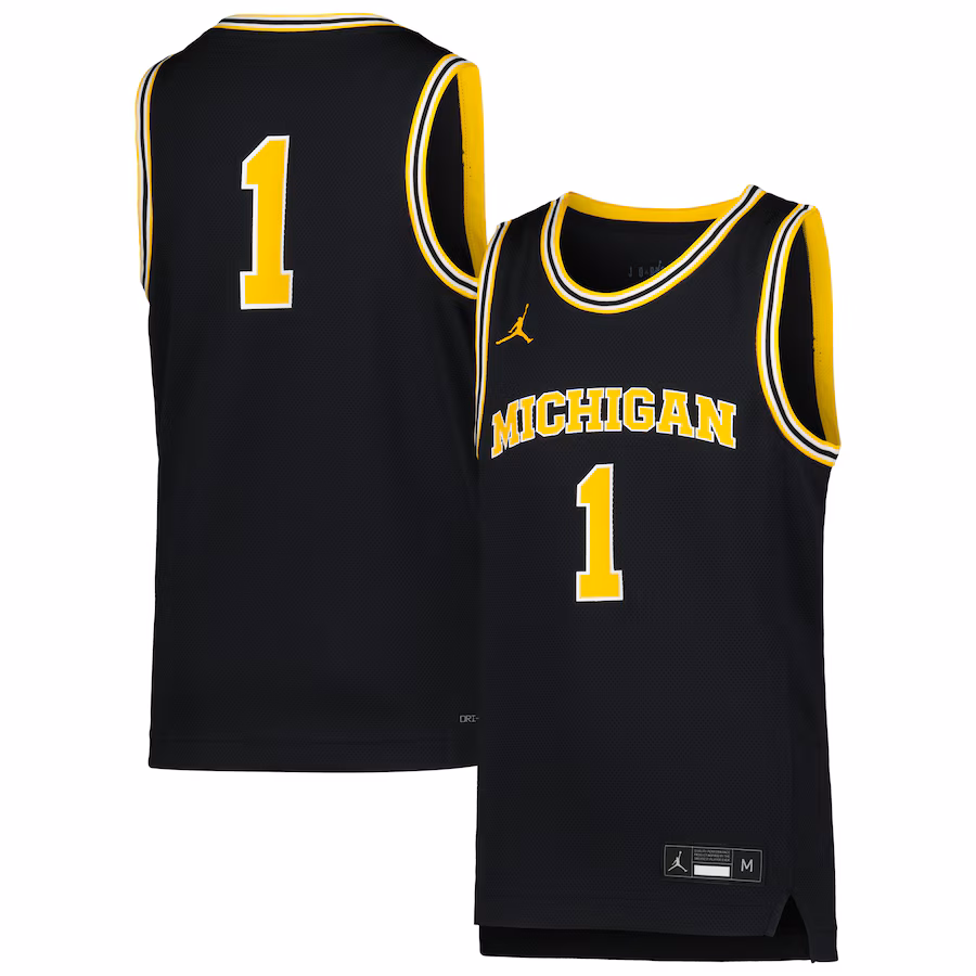 Youth Jordan Brand #1 Navy Michigan Wolverines Icon Replica Basketball Jersey - Jersey