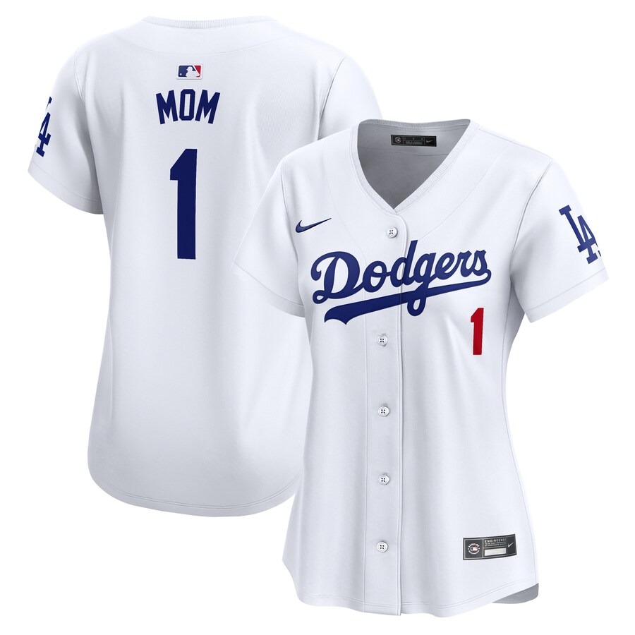 Women's Los Angeles Dodgers Nike White #1 Mom Home Limited Jersey - Jersey