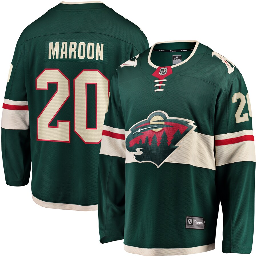 Men's Minnesota Wild Pat Maroon Fanatics Branded Green Home Breakaway Jersey - Jersey