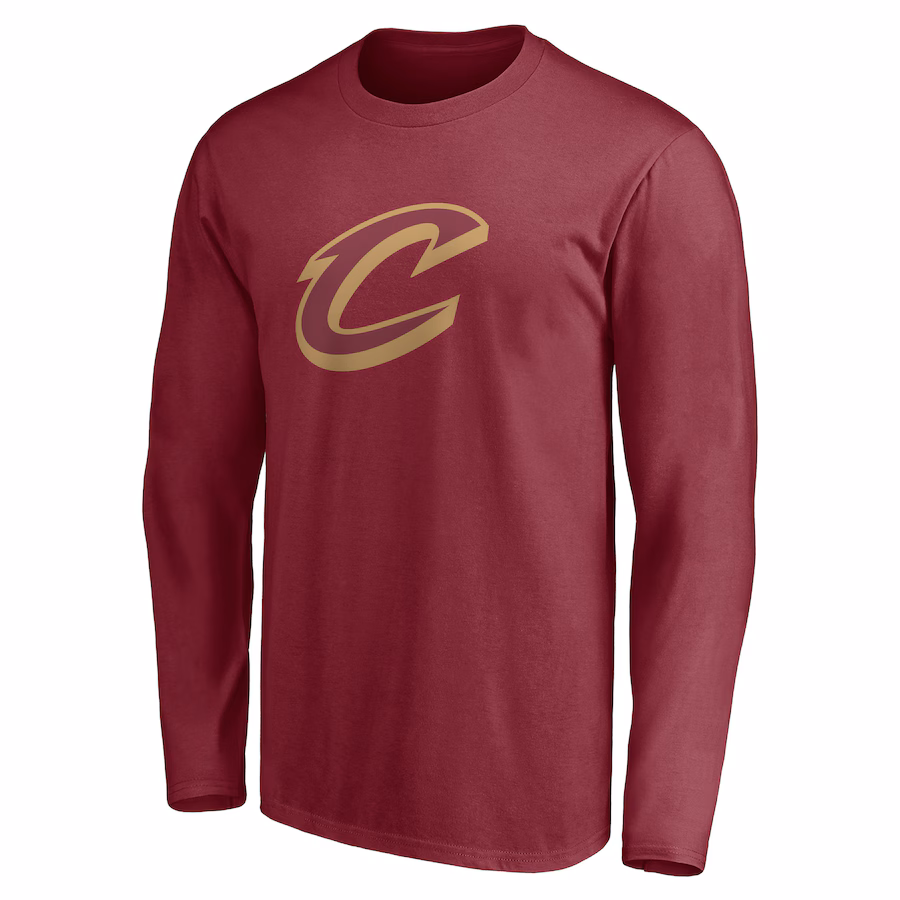 Men's Cleveland Cavaliers Wine Primary Logo Team Long Sleeve T-Shirt - Jersey