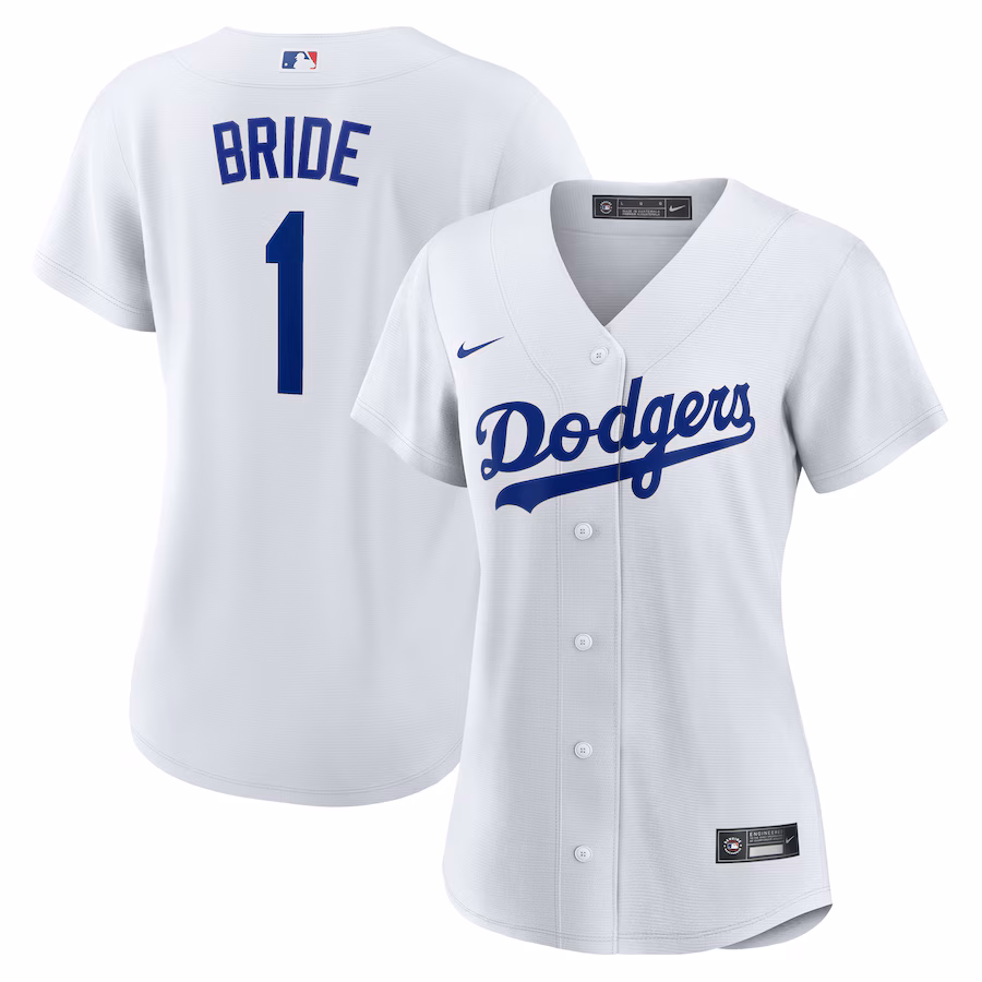 Women's Los Angeles Dodgers Nike White #1 Bride Home Replica Jersey - Jersey