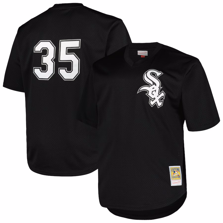 Men's Chicago White Sox Frank Thomas Profile Black Big & Tall Cooperstown Collection Mesh Batting Practice Jersey - Jersey