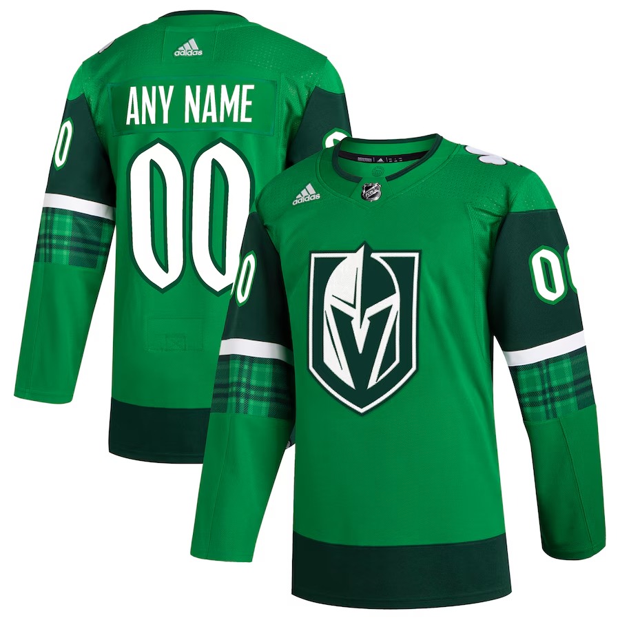 Men's Vegas Golden Knights adidas Kelly Green St. Patrick's Day Authentic Custom Jersey - Jersey