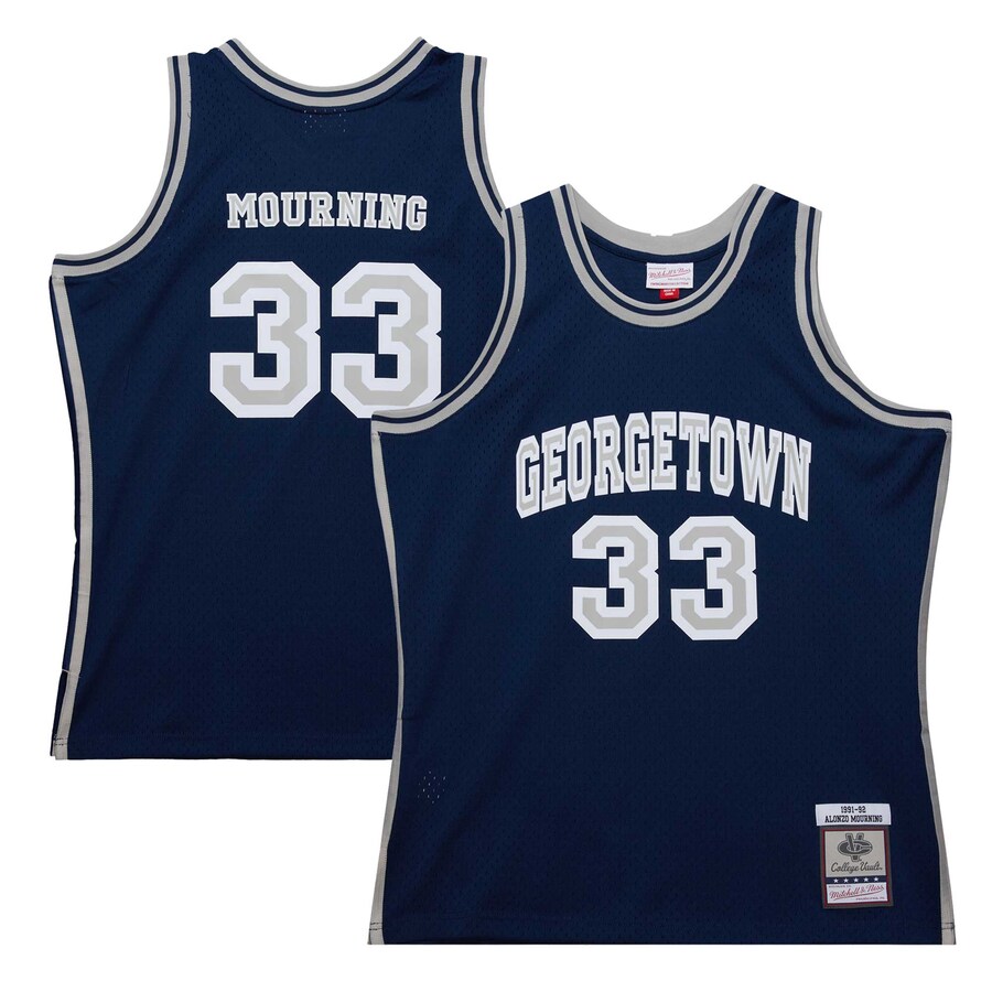 Men's Mitchell & Ness Alonzo Mourning Navy Georgetown Hoyas 1991/92 Swingman Player Jersey - Jersey