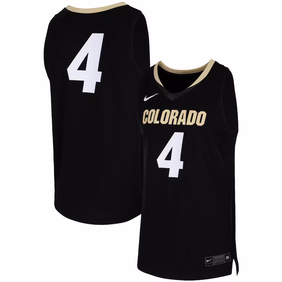 #4 Colorado Buffaloes Nike Team Replica Basketball Jersey - Black - Jersey