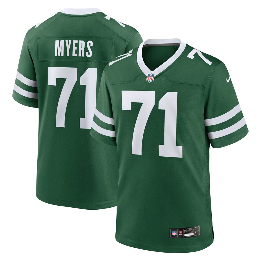 Men's New York Jets Josh Myers Nike Legacy Green Team Game Jersey - Jersey