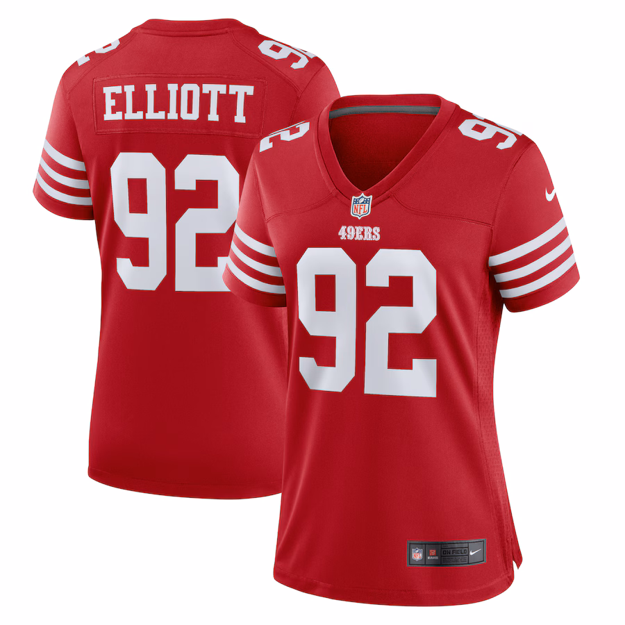 Women's San Francisco 49ers Jordan Elliott Nike  Scarlet Team Game Jersey - Jersey