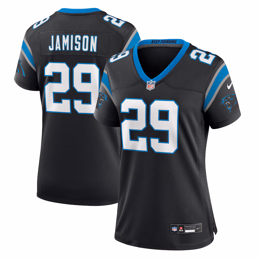 Women's Carolina Panthers D'Shawn Jamison Nike  Black Team Game Jersey - Jersey