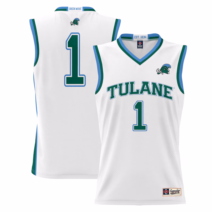 #1  Tulane Green Wave GameDay Greats  Lightweight Basketball Jersey - White - Jersey
