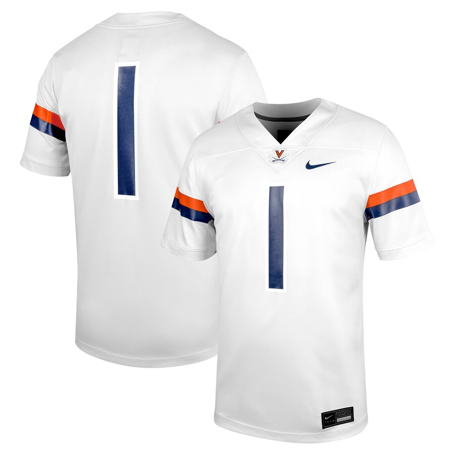 Men's Nike #1 White Virginia Cavaliers Untouchable Football Jersey - Jersey
