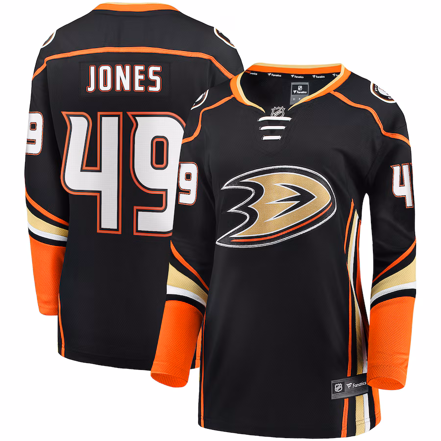 Women's Anaheim Ducks Max Jones Fanatics Black Home Breakaway Player Jersey - Jersey