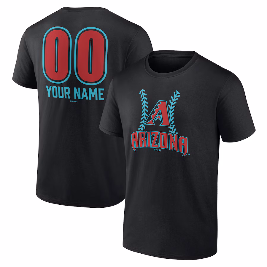 Men's Arizona Diamondbacks Black Personalized Name & Number Fastball T-Shirt - Jersey