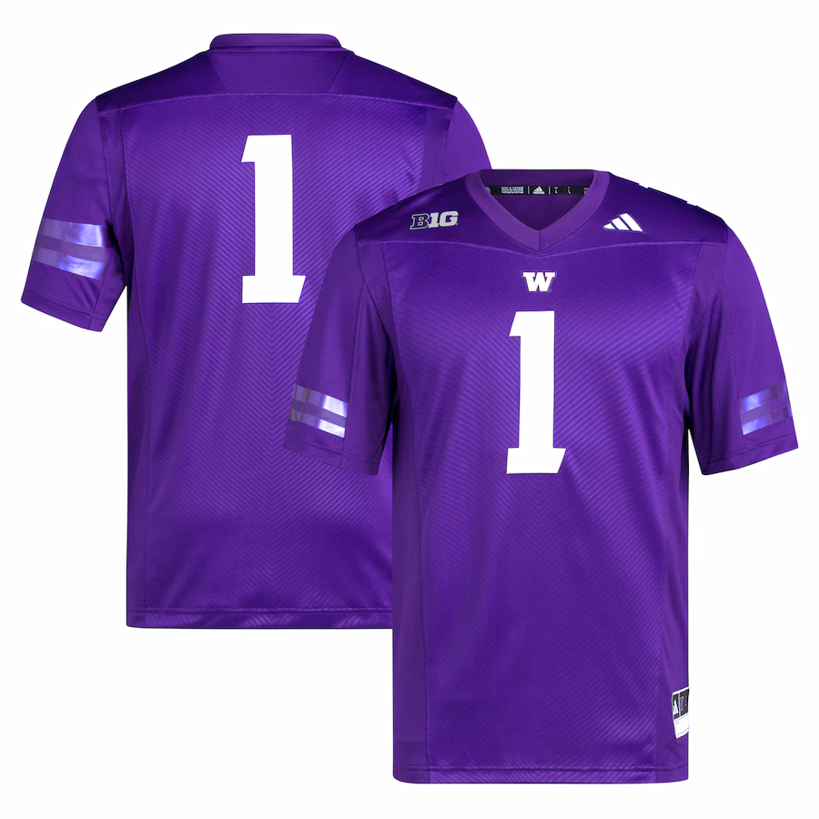 Men's adidas #1 Purple Washington Huskies Premier Football Jersey - Jersey