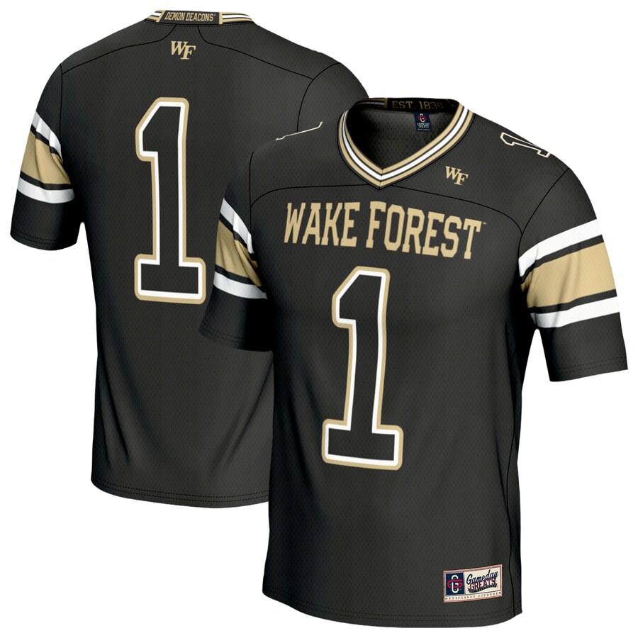 Youth GameDay Greats #1 Black Wake Forest Demon Deacons Lightweight Football Fashion Jersey - Jersey