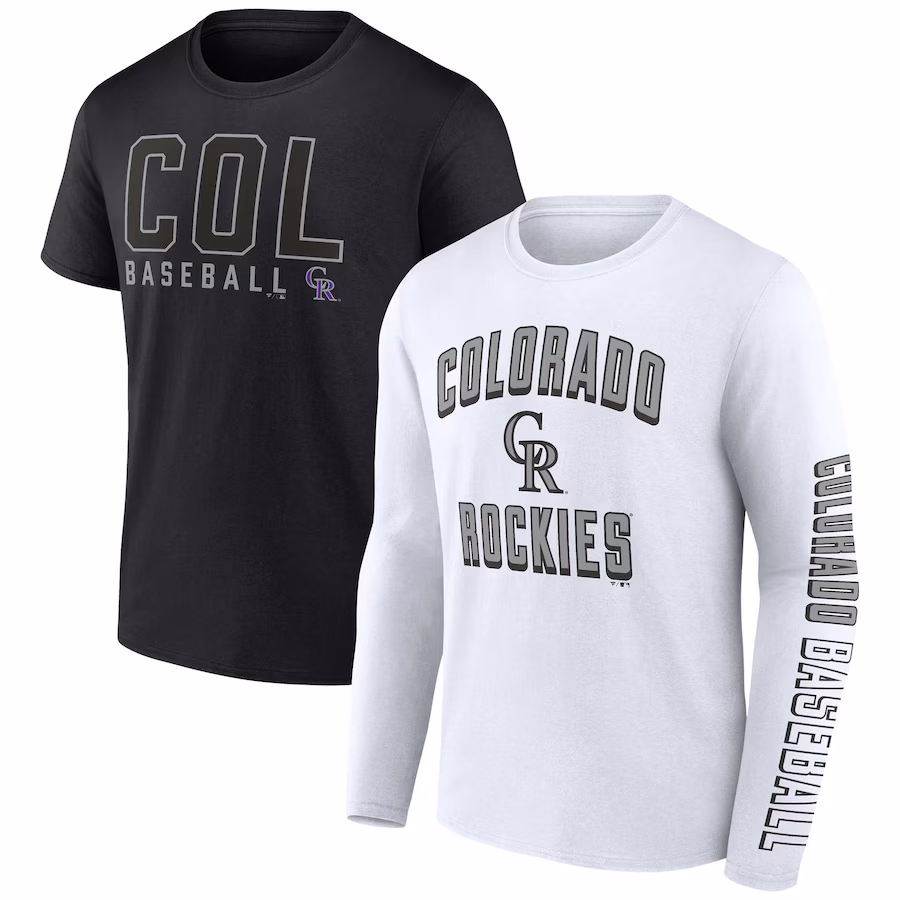 Men's Colorado Rockies Fanatics Black/White Two-Pack Combo T-Shirt Set - Jersey