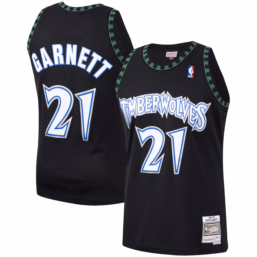 Men's Minnesota Timberwolves Kevin Garnett Mitchell & Ness Black Hardwood Classics Swingman Jersey - Jersey