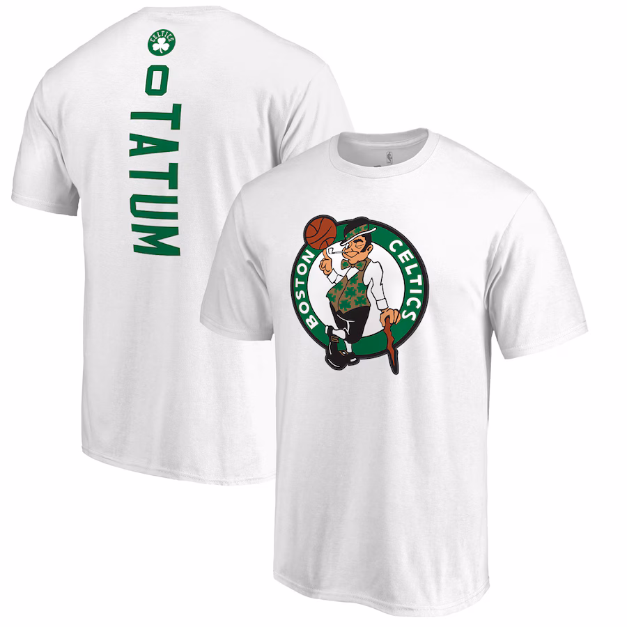 Men's Boston Celtics Jayson Tatum White Backer Name & Number T-Shirt - Jersey