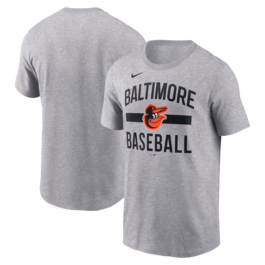 Men's Baltimore Orioles Nike Heather Gray Arched T-Shirt - Jersey