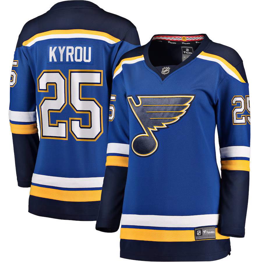 Women's St. Louis Blues Jordan Kyrou Fanatics Blue Home Breakaway Player Jersey - Jersey