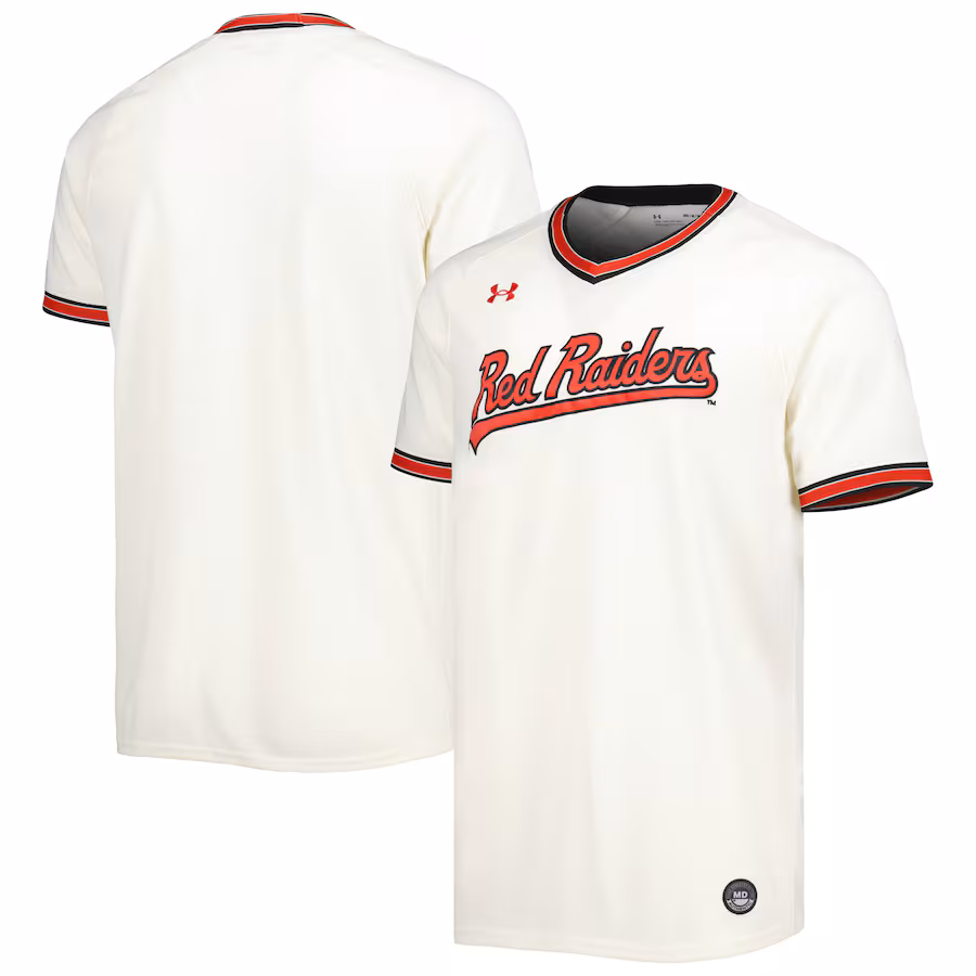 Men's Under Armour Cream Texas Tech Red Raiders Replica Baseball Jersey - Jersey